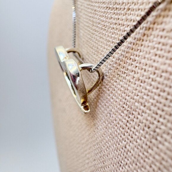 VTG Sterling Silver 925 Open Heart Slide Pendant Necklace Size 18" Length - Picture 4 of 15